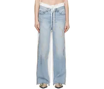 Blue & White Front Jean Trousers