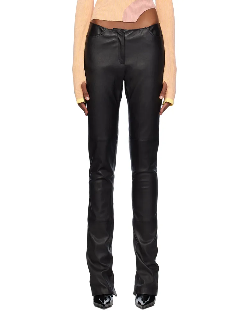 GCDS Black Multi-Zip Leather Pants 99
