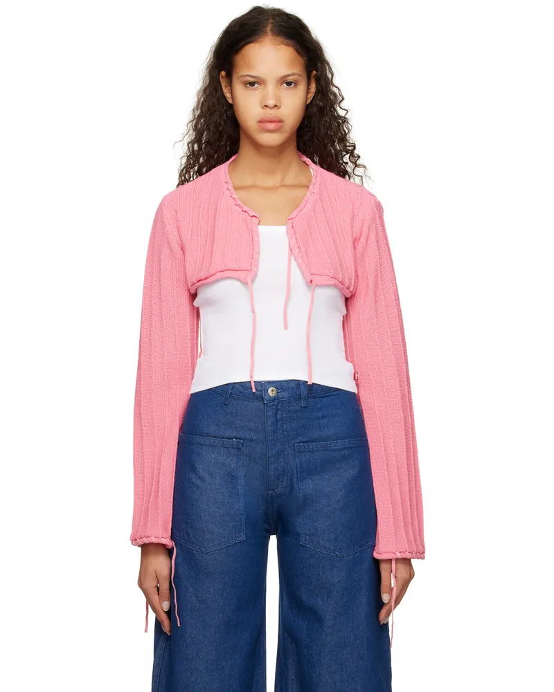 OPEN YY Pink Drawstring Cardigan Pink