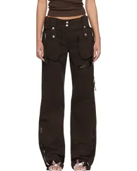 Blumarine Brown Garment-Dyed Denim Cargo Pants Dchocolate