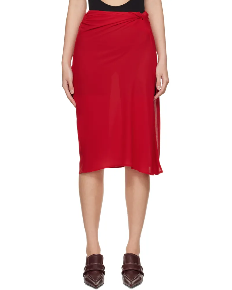 Beaufille Red Vela Midi Skirt Vermillion