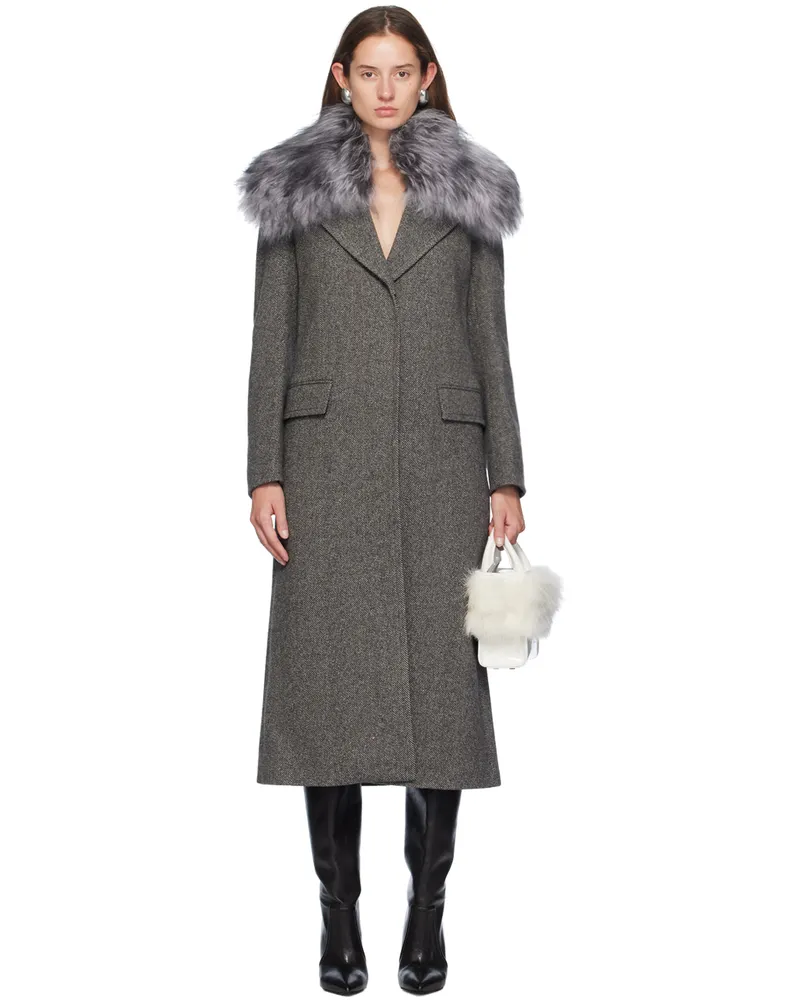 Blumarine Gray Wool Shearling Jacket C9688