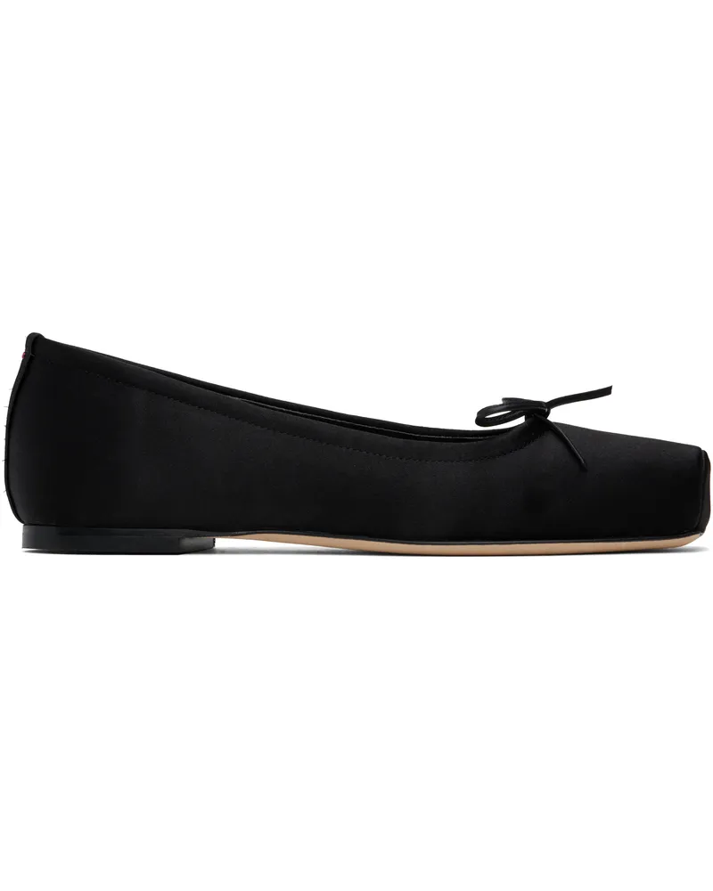 aeyde Black Gabriella Satin Ballerina Flats Black