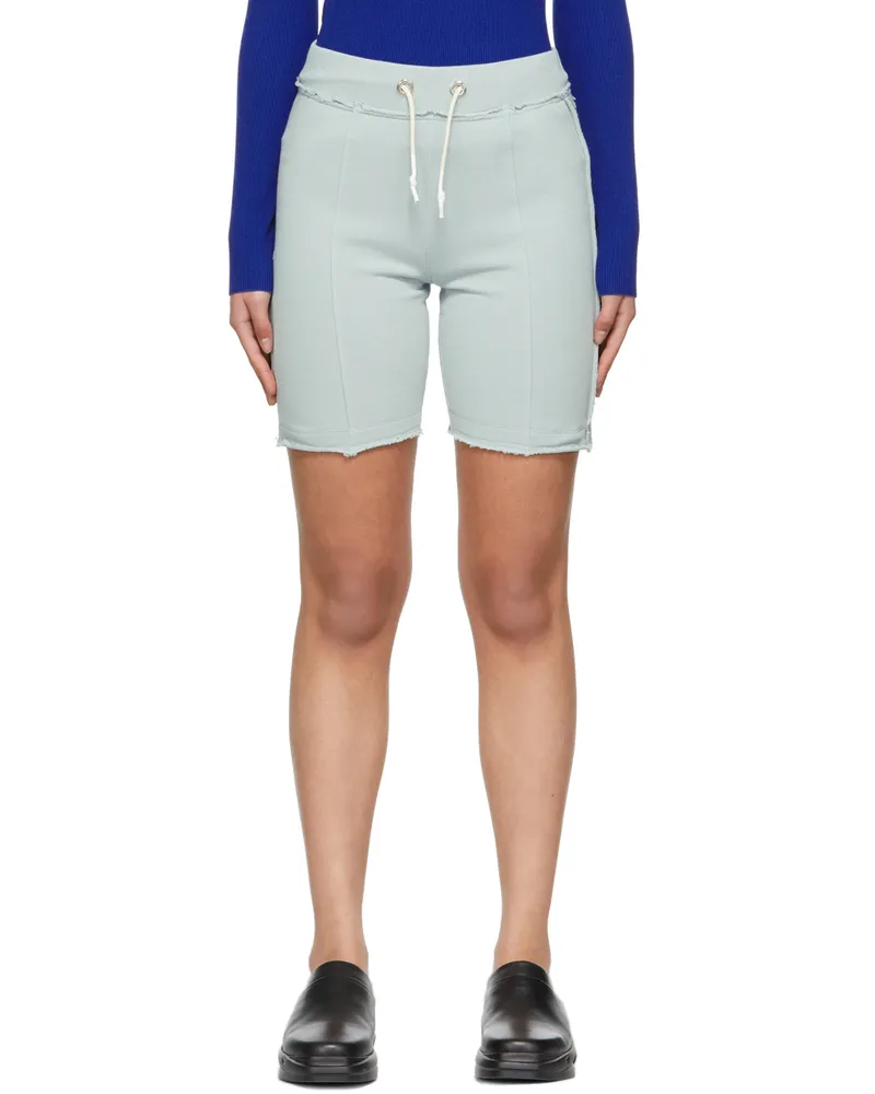 Helmut Lang Blue Panel Lounge Shorts Metallic