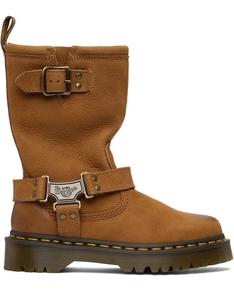 Dr.Martens Tan Anistone Hi Leather Biker Boots Desert