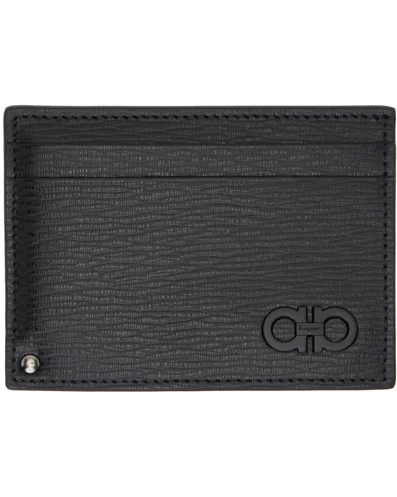 Ferragamo Black Gancini Card Holder Nero