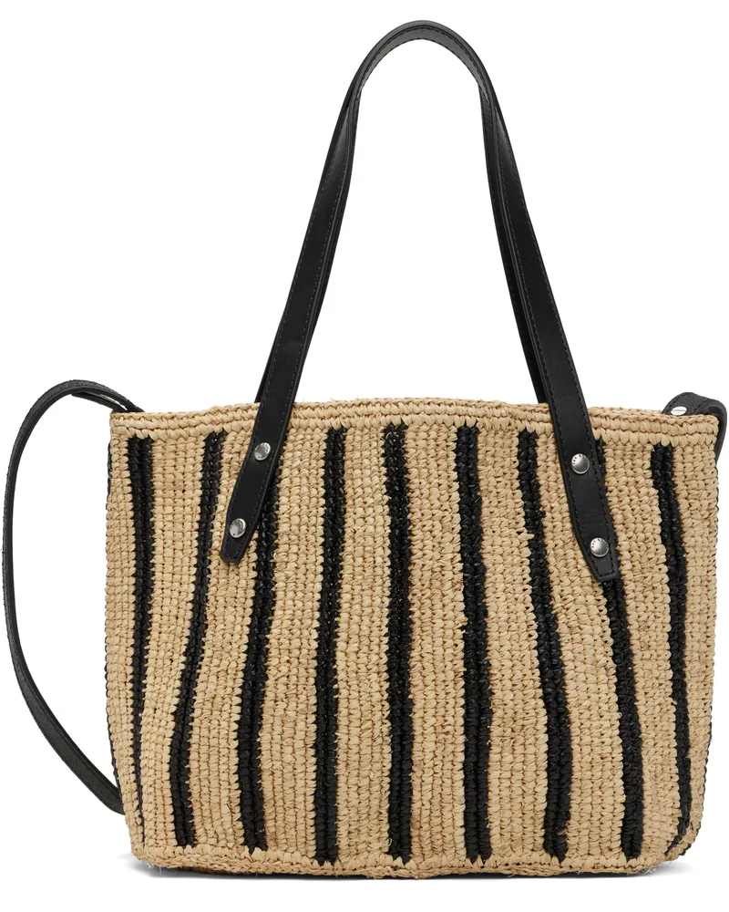 Rag & Bone Beige & Black Small Striped Straw Tote Nbk