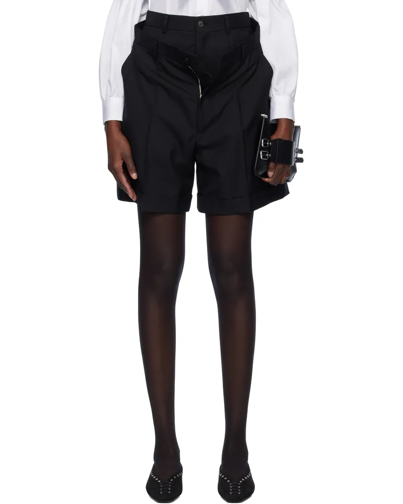 Noir Kei Ninomiya Black Wool Tropical Shorts Black