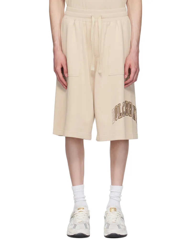Dolce & Gabbana Beige Embroidered-Logo Shorts M0299