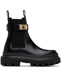 Dolce & Gabbana Black Calfskin Ankle Boots Nero