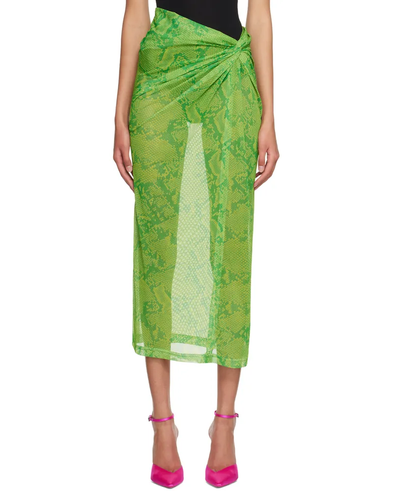 ATLEIN Green Printed Midi Skirt C0936