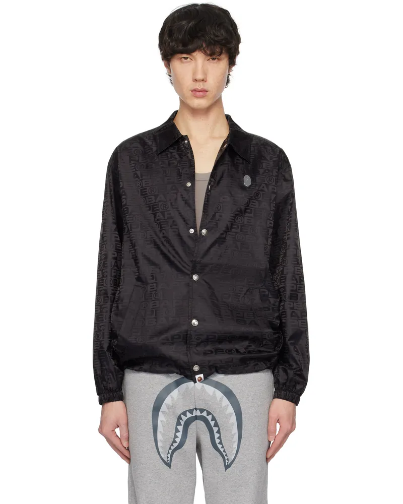 BAPE Black Lux Sport Pattern Jacquard Coach Jacket Black