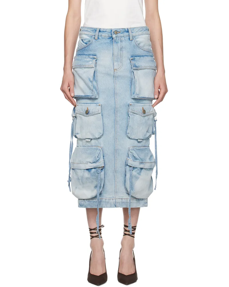 ATTICO Blue Pocket Denim Midi Skirt 024