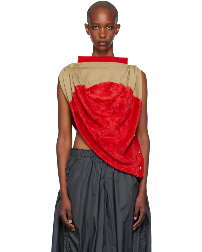 KIKO KOSTADINOV Tan & Red Phantom Knit T-shirt Ruby