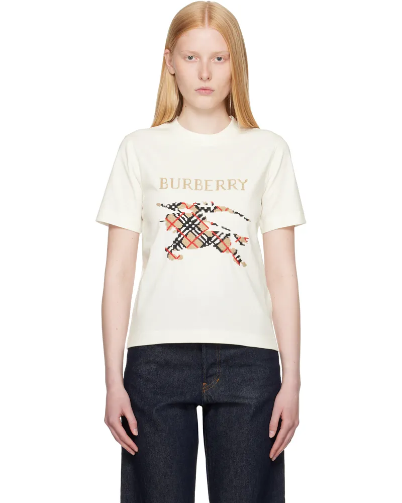 Burberry White Large Logo T-shirt Chalk
