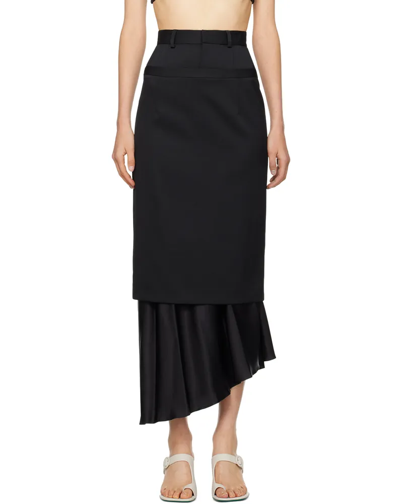 Maison Margiela Black Layered Maxi Skirt 478