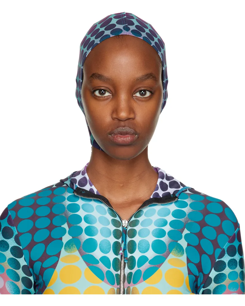 Jean Paul Gaultier Blue & Purple Cyber Dot Hood 502710-blue