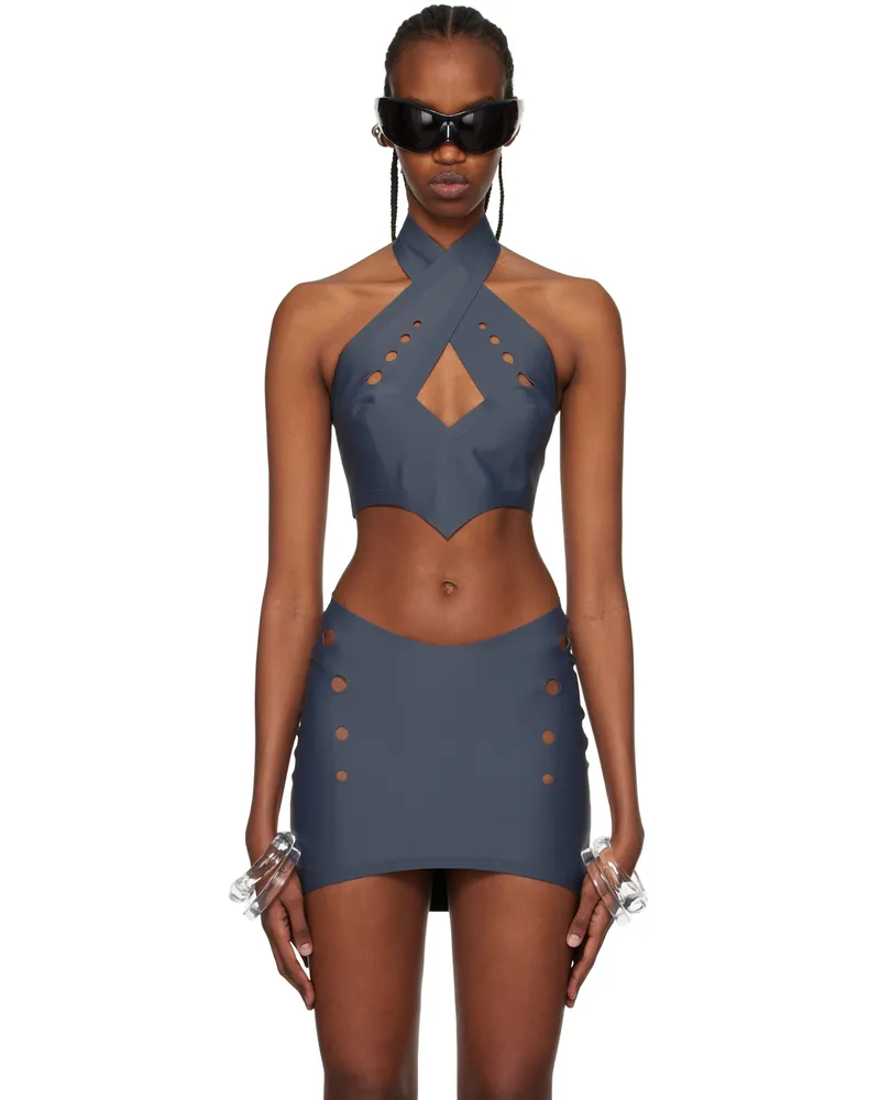 Jean Paul Gaultier Gray Perforated Top 04-darkgrey