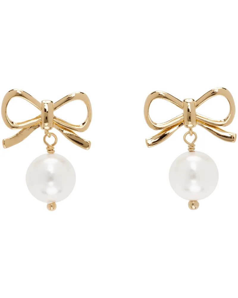 Numbering Gold & White #9111 Earrings Gold