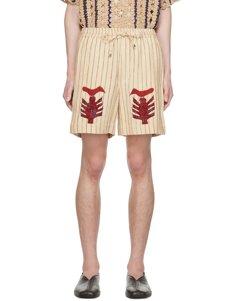 HARAGO Off-White Striped Shorts Off