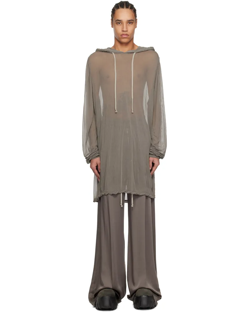 Rick Owens Gray Hollywood Viscose Crepe Jersey Hoodie 34
