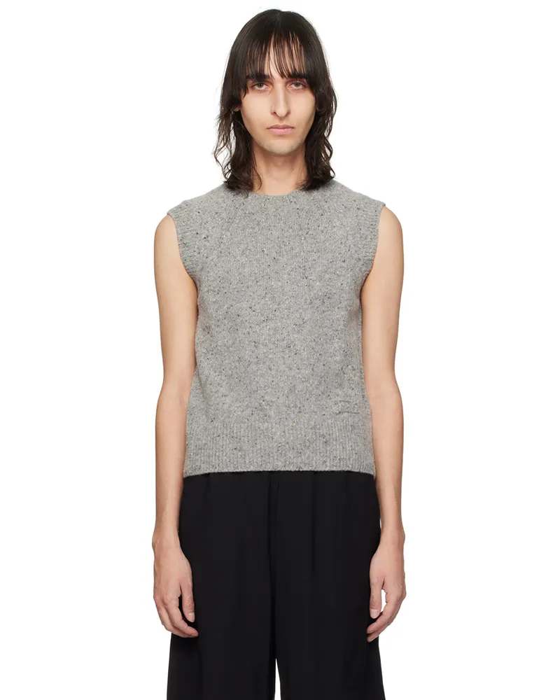 AMI Paris Gray Crewneck Vest Light