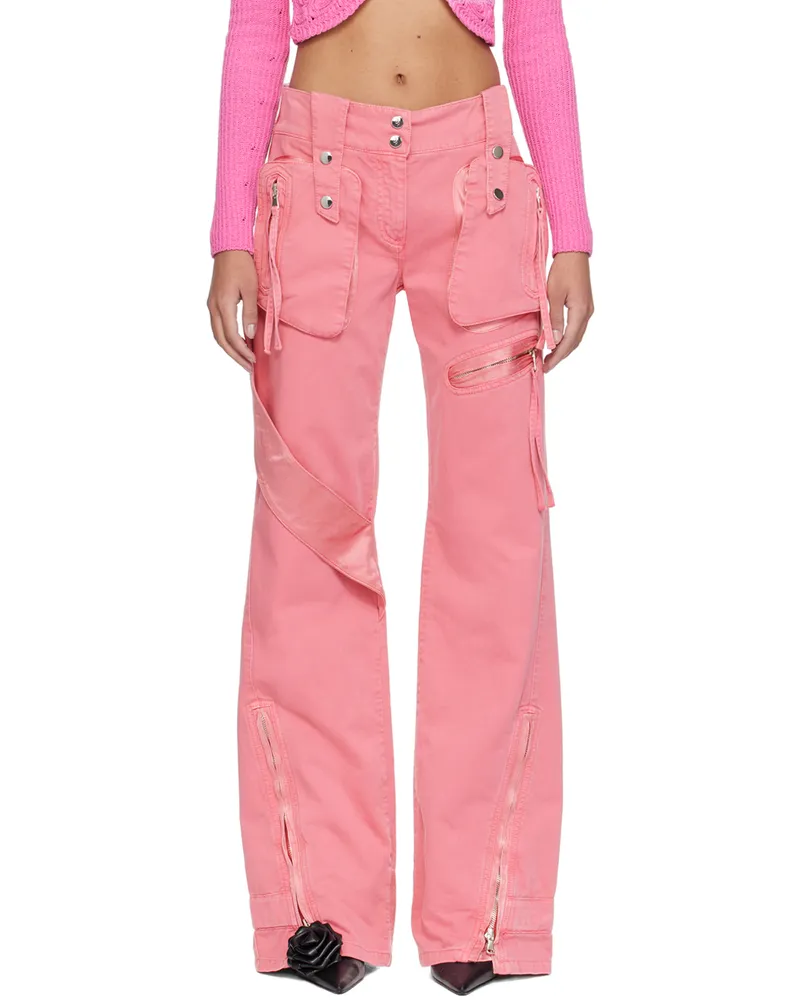 Blumarine Pink Garment-Dyed Denim Cargo Pants D0729