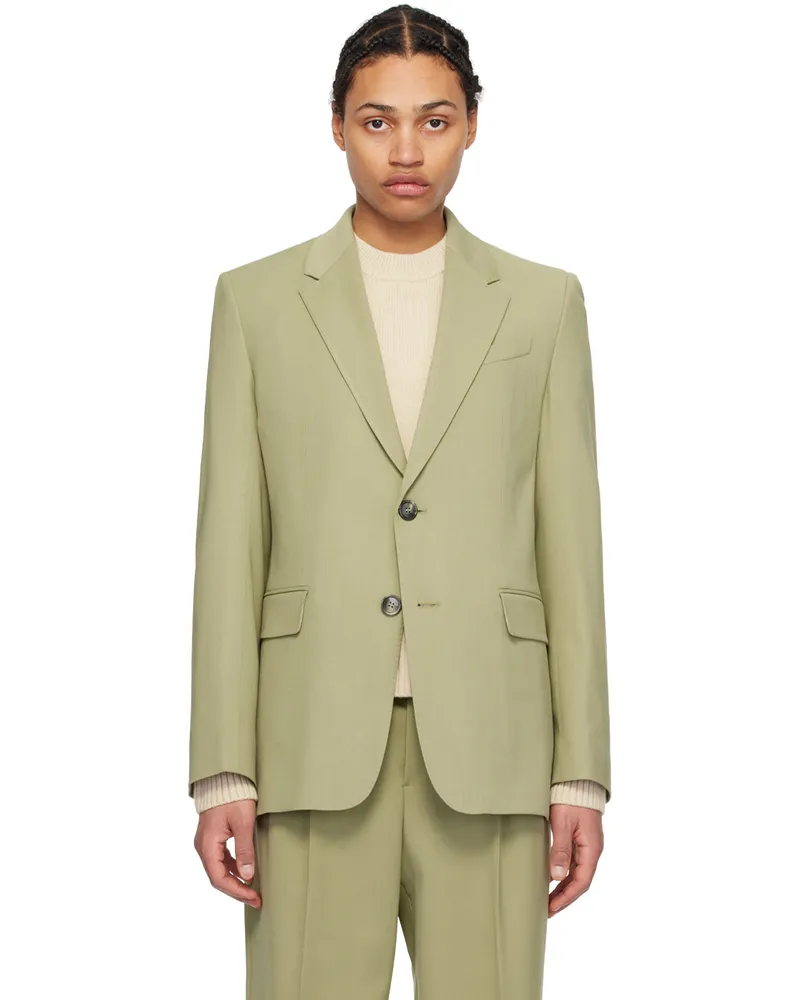 AMI Paris Khaki Two-Button Blazer Olive