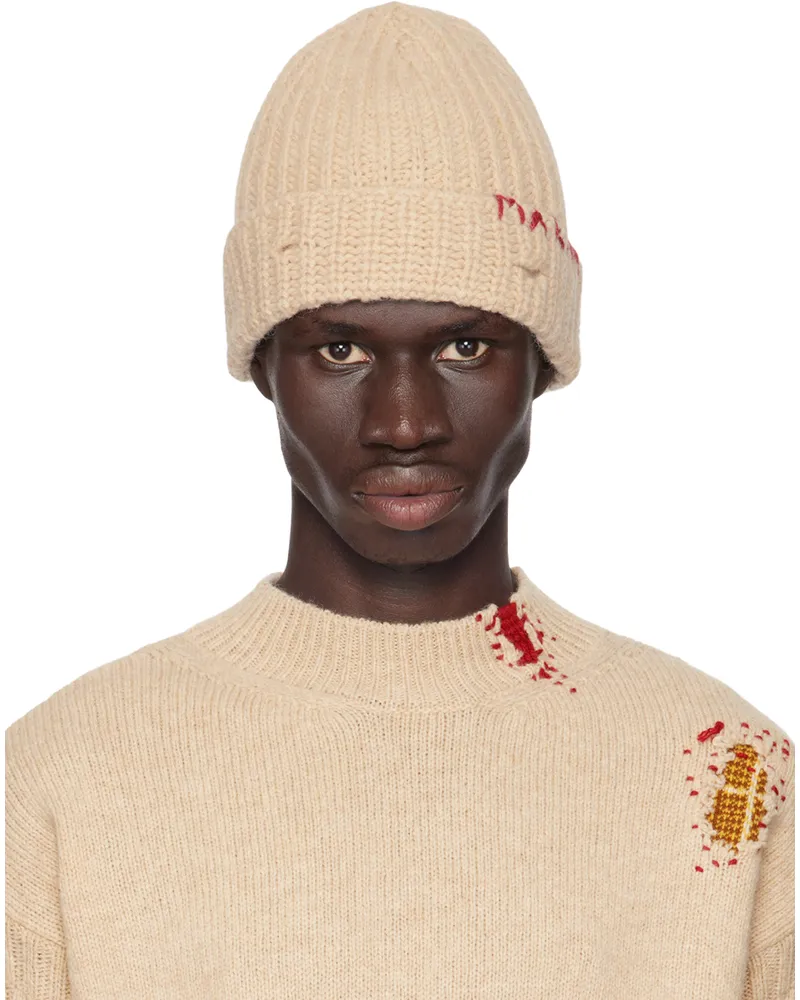Marni Beige Shetland Wool Beanie 00w32