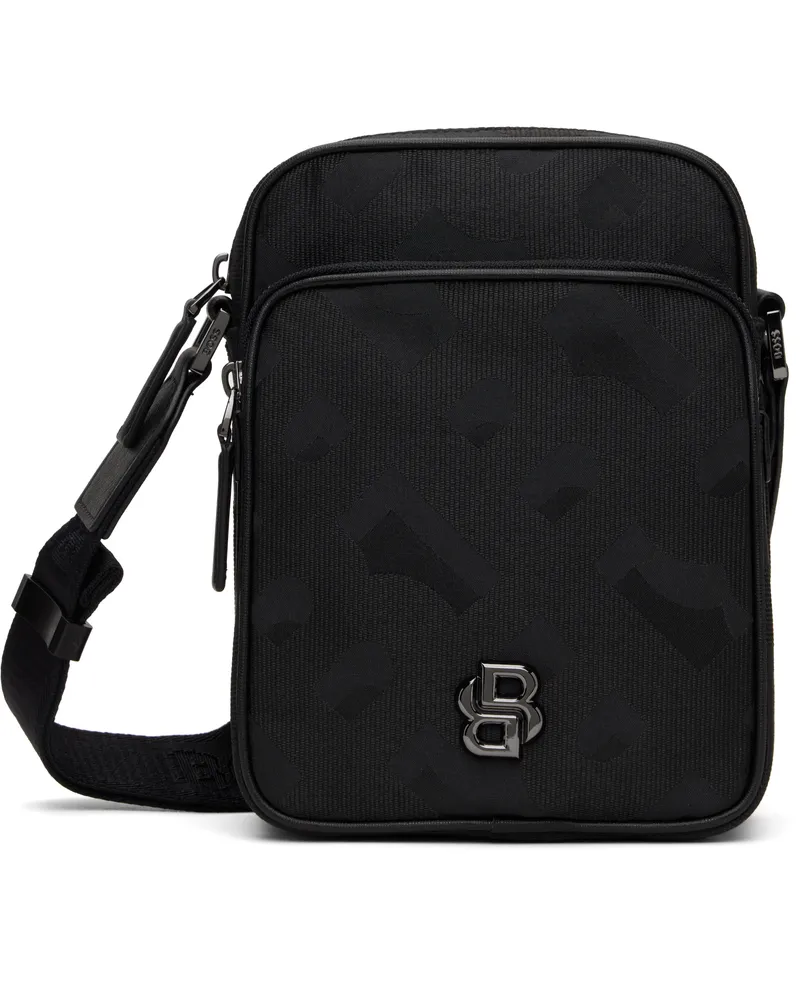 HUGO BOSS Black Monogram Jacquard Reporter Bag 001-black