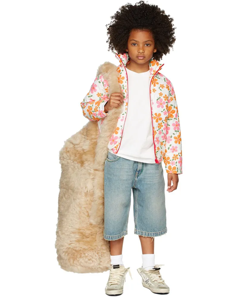 ERL Kids White Down Floral Jacket Floral