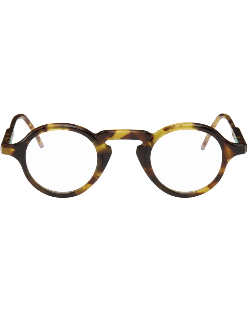Thom Browne Beige & Brown Acetate Round Glasses 215