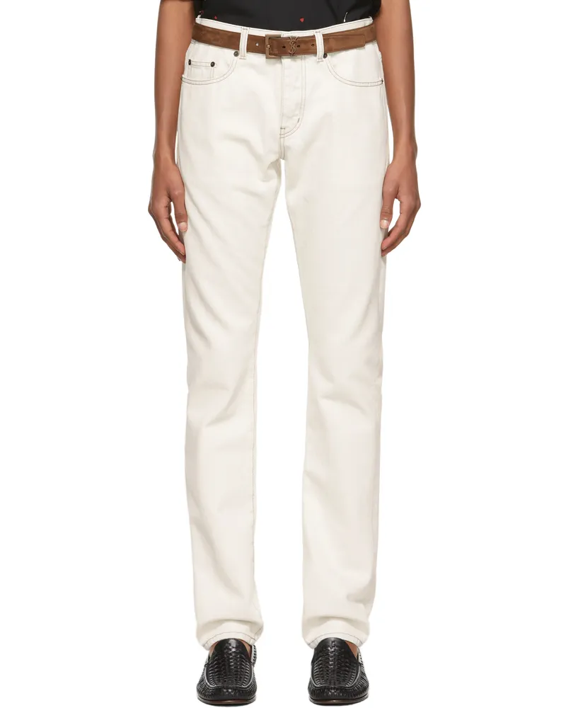 Saint Laurent Off-White Slim-Fit Jeans Gry