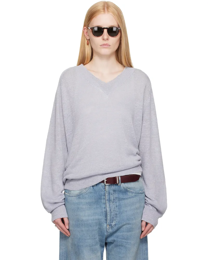 Our Legacy Blue Rue V-Neck Sweater Powder