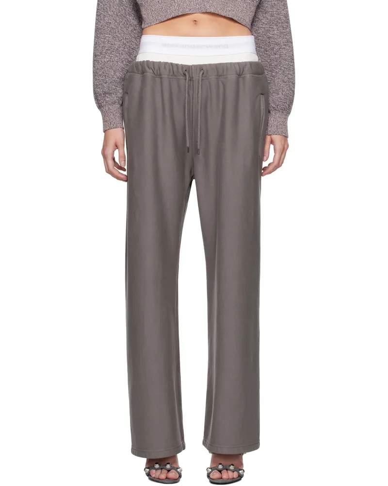 Alexander Wang Gray Wide Leg Pre-Styled Logo Brief Sweatpants 032b