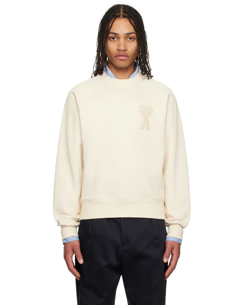 AMI Paris Off-White Cotton Ami de Coeur Patch Sweatshirt 136