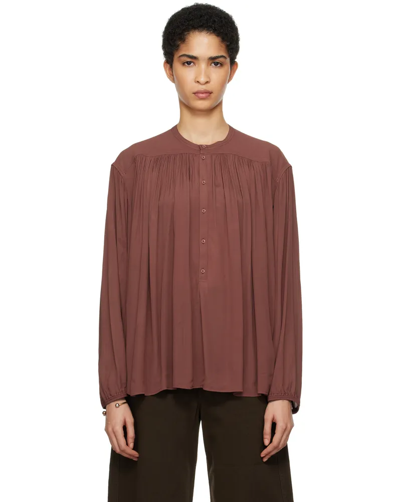 Christophe Lemaire Red Gathered Blouse Re320