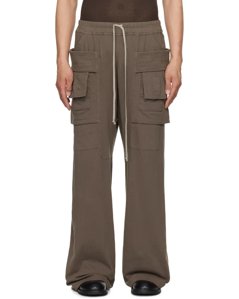 DRKSHDW by Rick Owens Gray Hollywood Creatch Wide Cargo Drawstring Pants 34