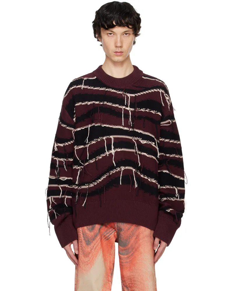 Camper Burgundy Intarsia Knit Sweater Brown