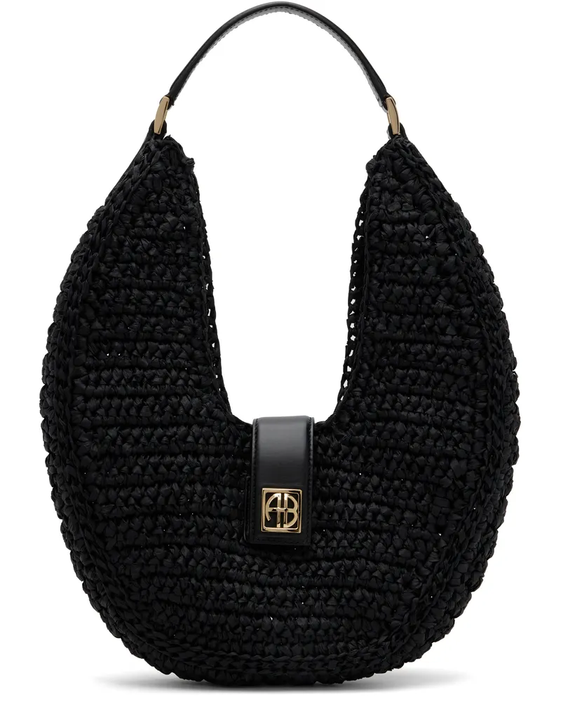 Anine Bing Black Lou Monogram Bag Black