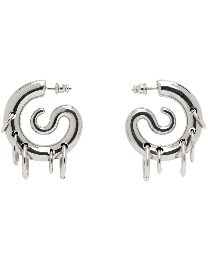 PANCONESI Silver Pierced Serpent Hoop Earrings Silver