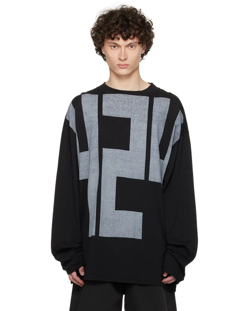 FourTwoFour on Fairfax Black '424' Block T-shirt Vintage