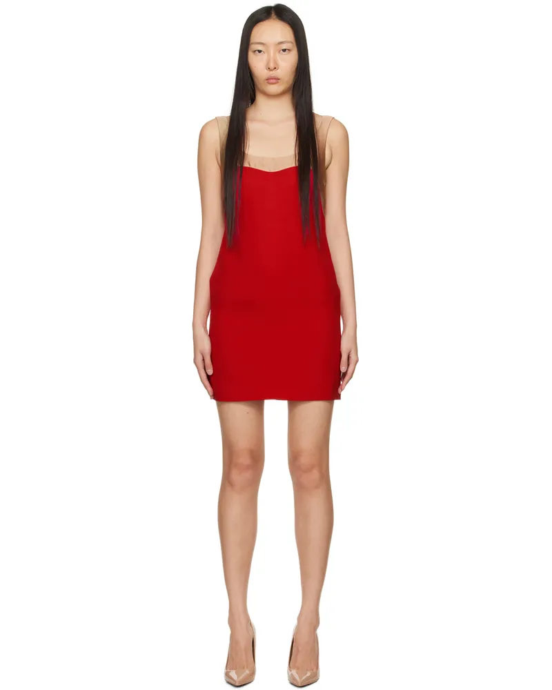 Valentino Garavani Beige & Red Paneled Minidress Rs1
