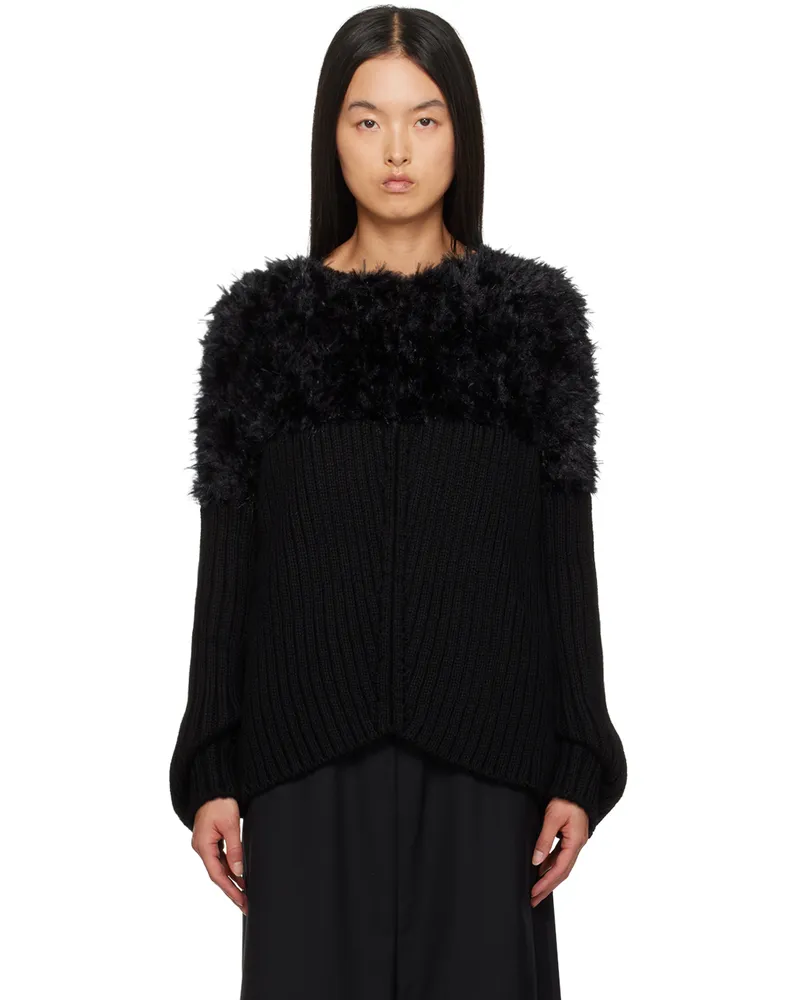 Junya Watanabe Black Mole Jersey Hand Knitting Wool Rib Sweater 1