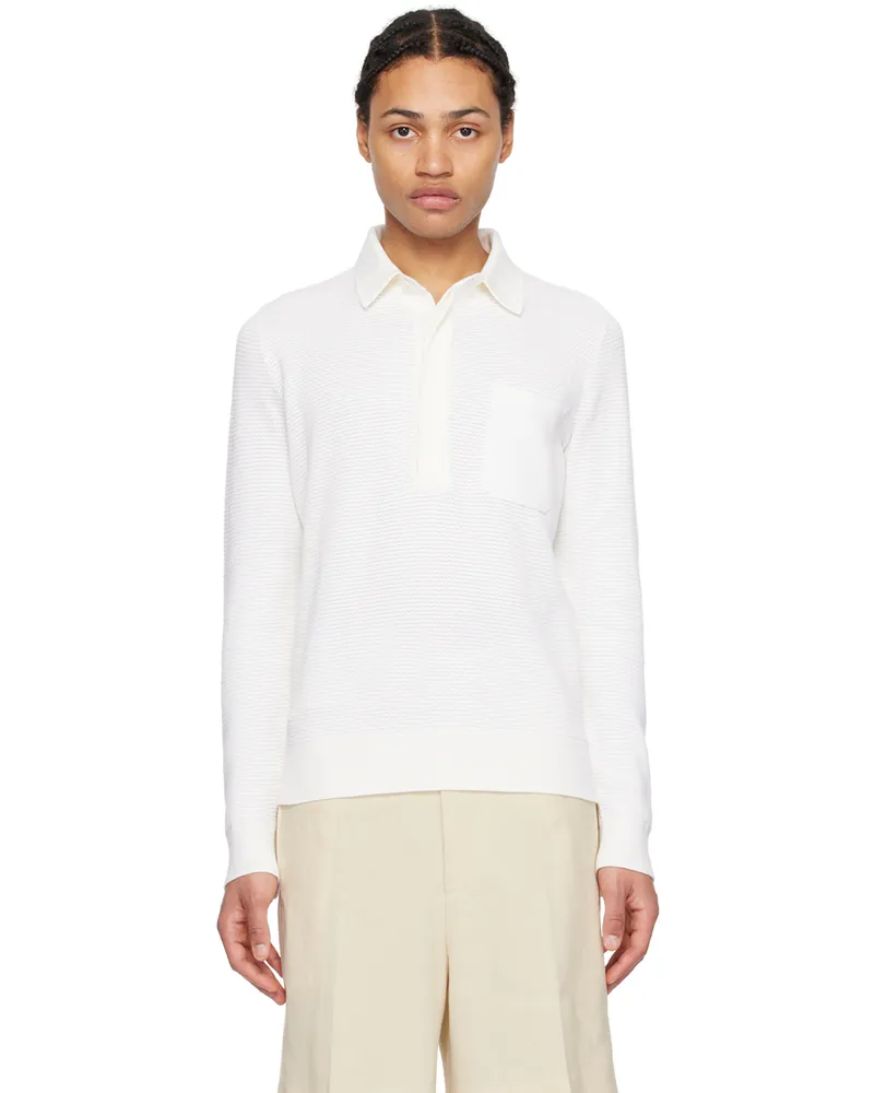 Ermenegildo Zegna Off-White Spread Collar Polo N91