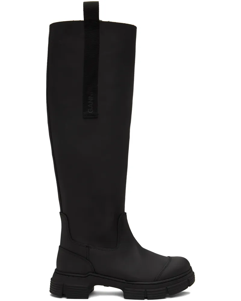 Ganni Black Recycled Rubber Country Boots 099