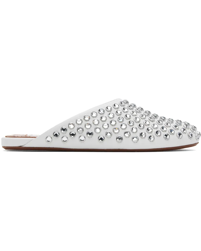 Alaïa White Strass Lambskin Mules 020