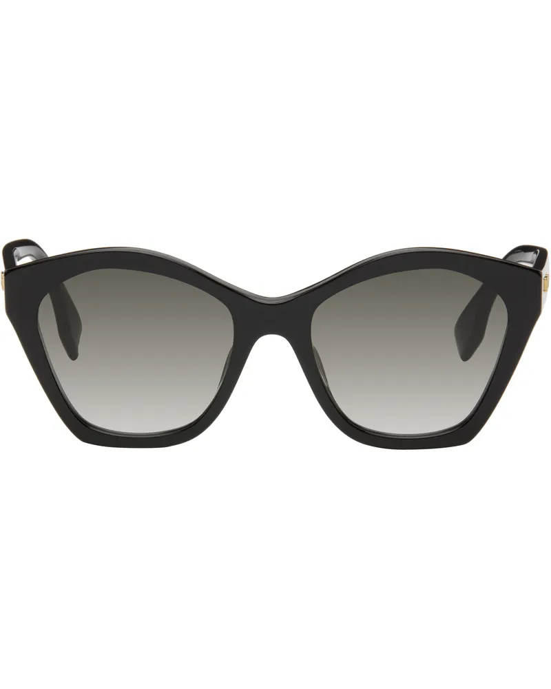 Fendi Black Lettering Cat-Eye Sunglasses Shiny