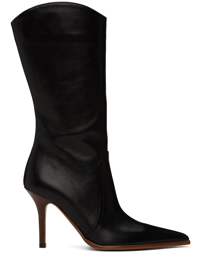 Paris Texas Black Ashley Mid-Calf Boots Black