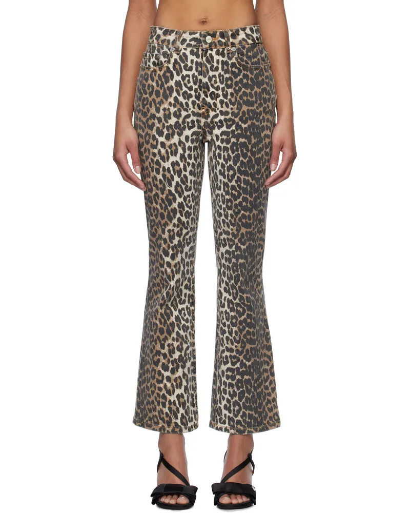 Ganni Brown Leopard Betzy Cropped Jeans 943